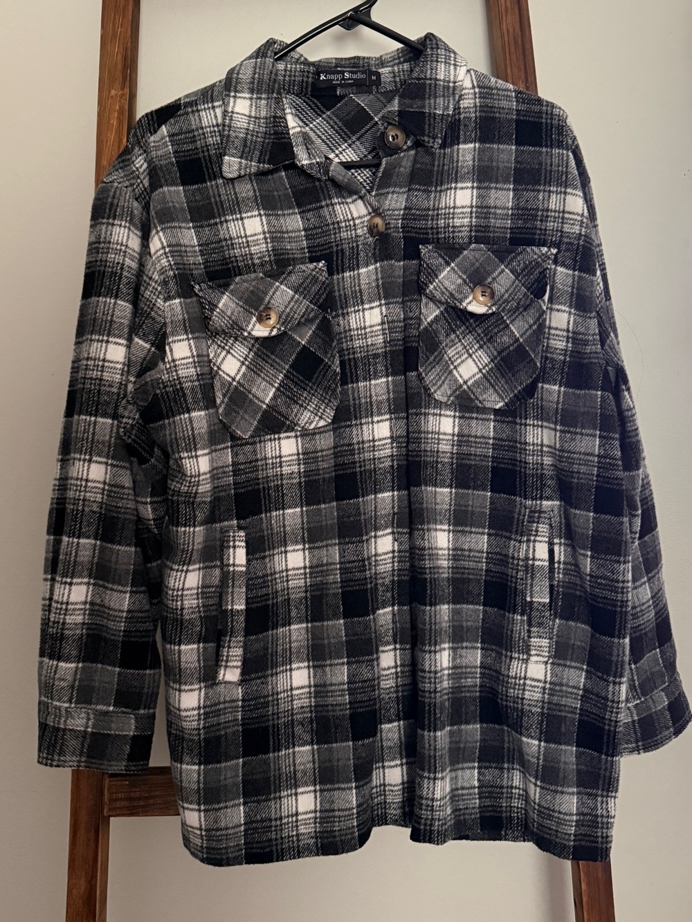 Black & Gray Plaid Button-Up Shirt